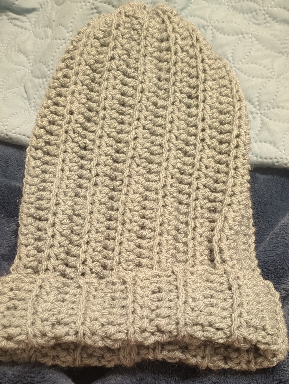 Neutral Grey Crochet Beanie